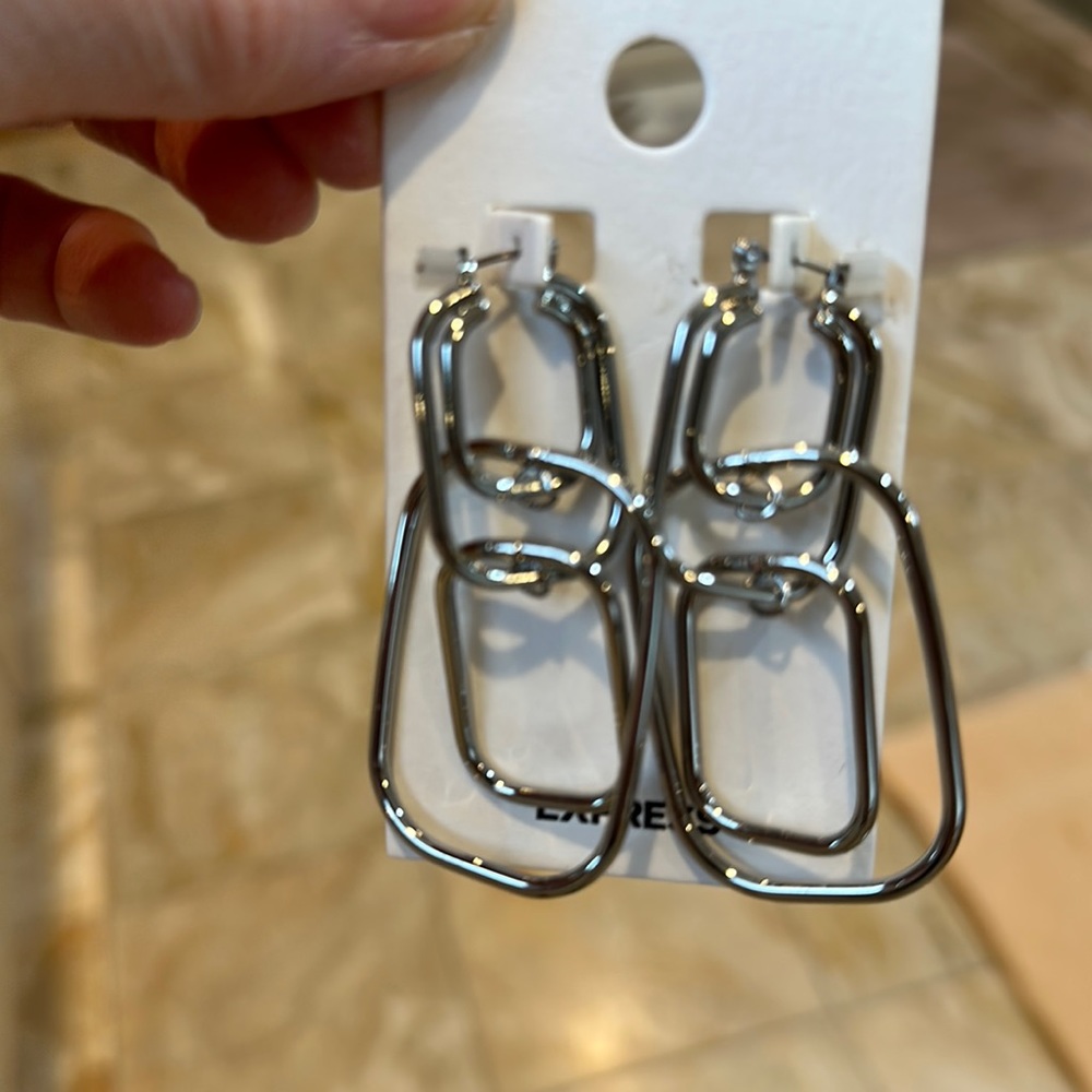 NWT Express silver chunky statement earrings